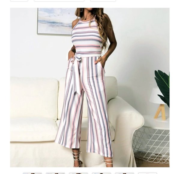 ChicksDesire Pants - Italian  Pink Stripe Jumpsuit with Pockets